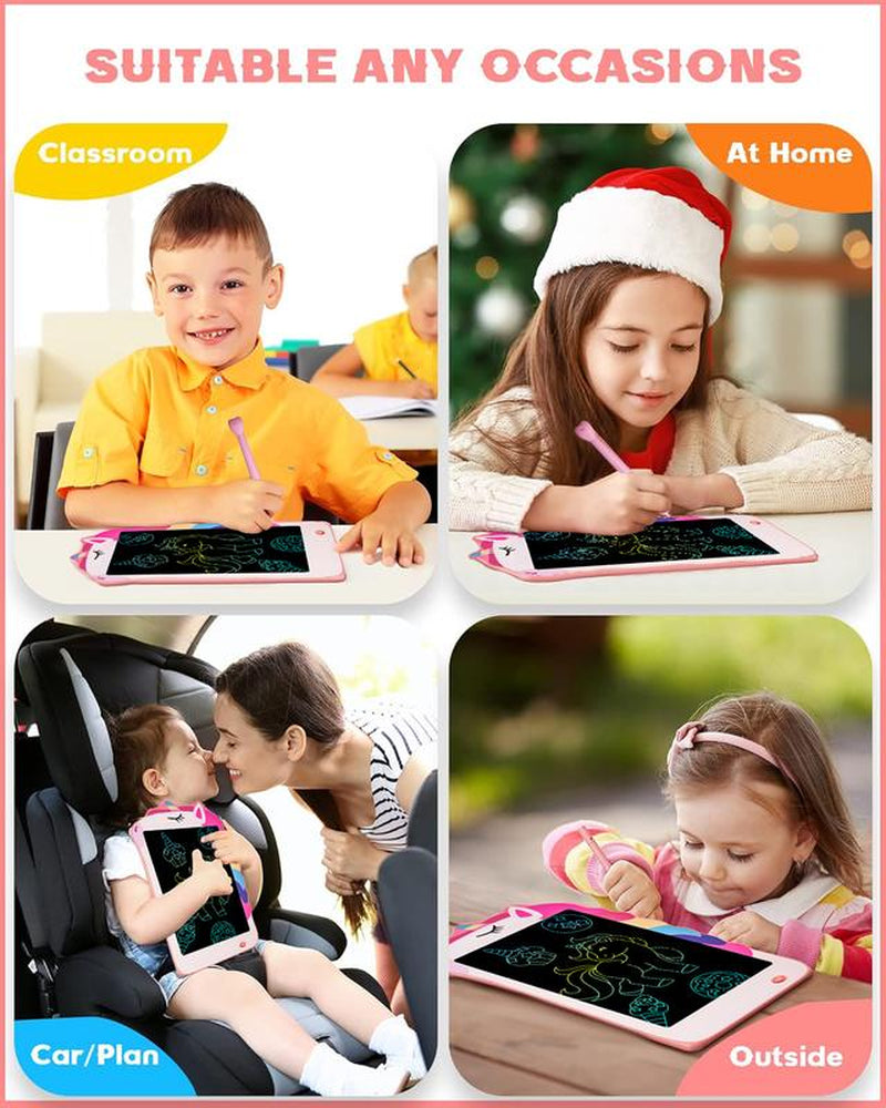 Velec 8.5 Inch Kids Drawing Board, Colorful LCD Writing Tablet, Educational Toy with Stylus, Erasable Screen for Learning & Play, 2 Themes, Gift for Child Birthday Christmas Halloween Easter