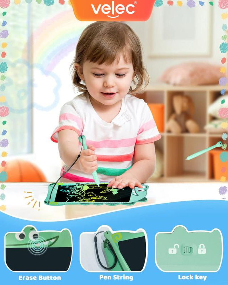 Velec 8.5 Inch Kids Drawing Board, Colorful LCD Writing Tablet, Educational Toy with Stylus, Erasable Screen for Learning & Play, 2 Themes, Gift for Child Birthday Christmas Halloween Easter